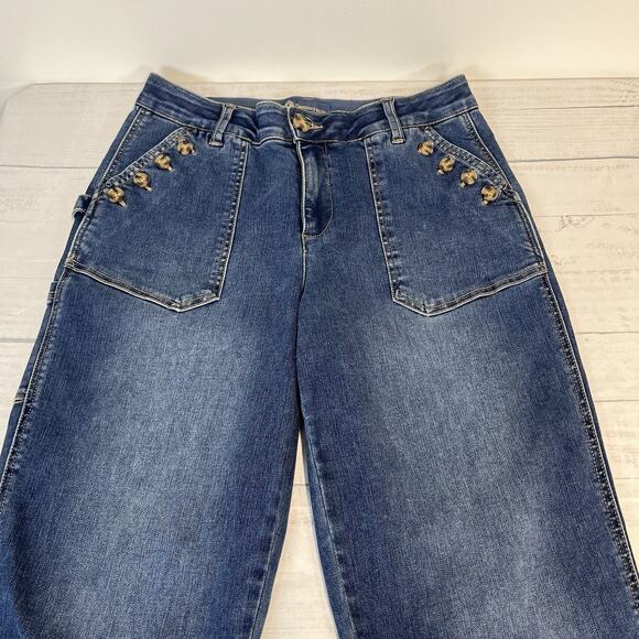 Democracy Jeans Pants sz 10 Pet Denim "Ab"solution Stretch Cargo Buttons Pockets - Picture 10 of 14